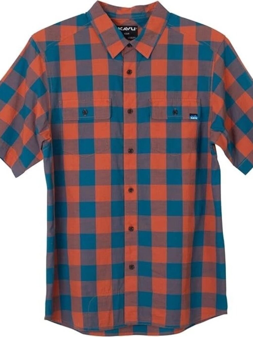 KAVU Short Sleeve Medium Button Down Plaid Faze Daze Shirt